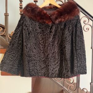 Elegant Brown Fur-Trimmed Women's Coat size Small
